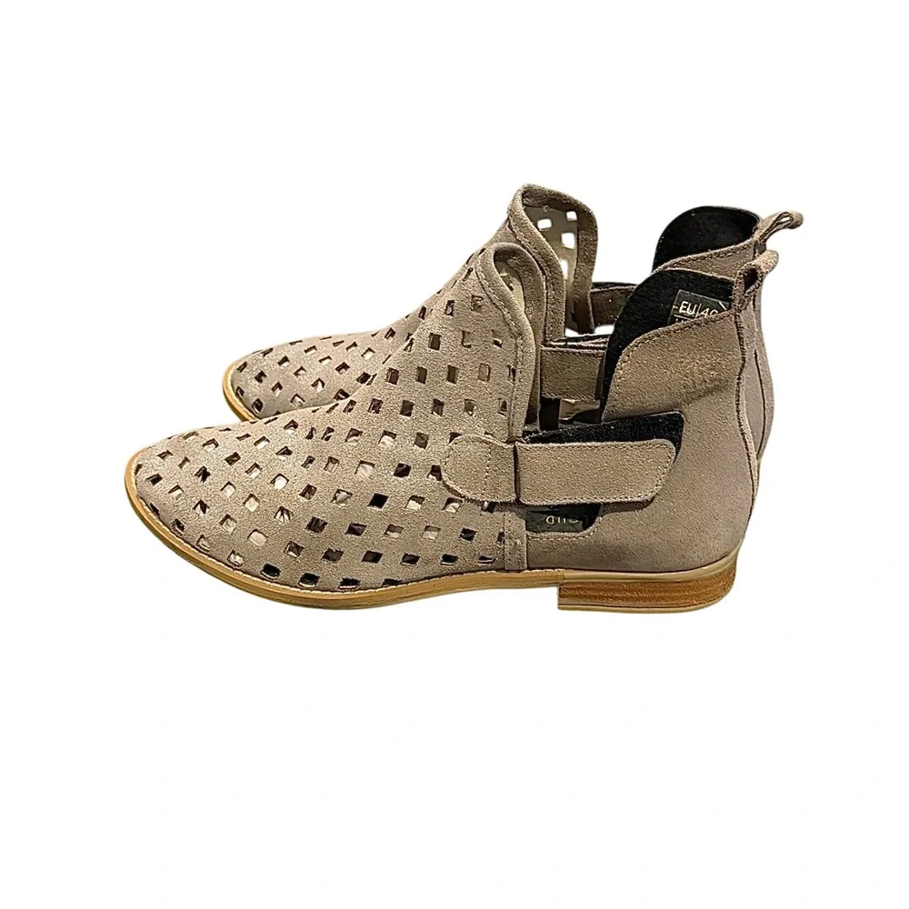 Musse & Cloud Calia Suede-Leather Bootie Stylish Tan Women's Sandals Shoes